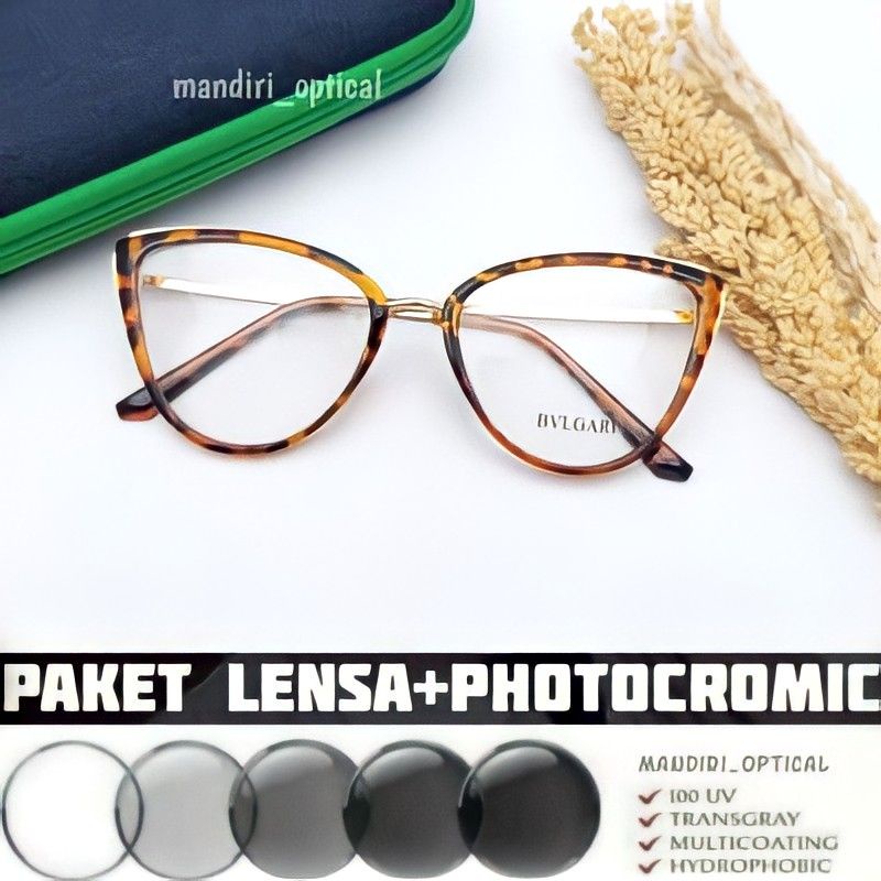 Jual Cod Frame Cat Eye Wanita Murah Gratis Lensa Minus Photocromic Kacamata Anti Radiasi