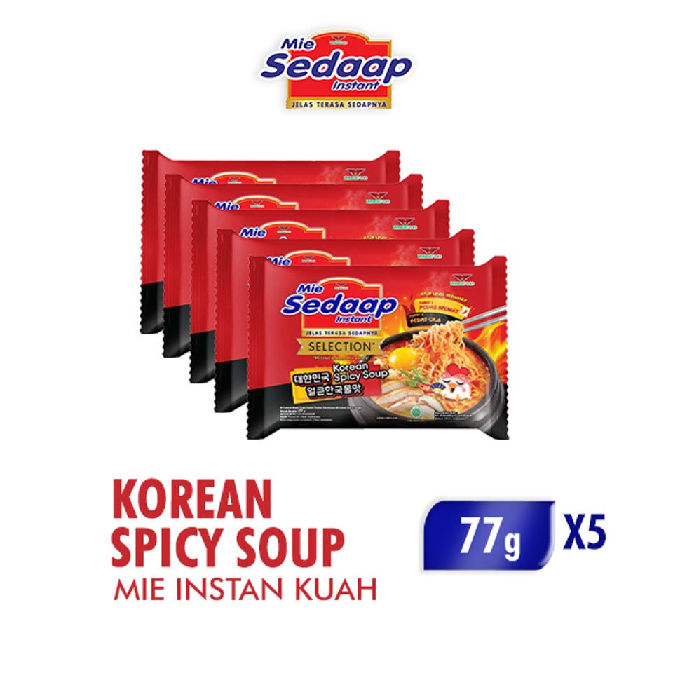 

Sedaap Mie Instan Korean Spicy Soup Bag 77 gr x5