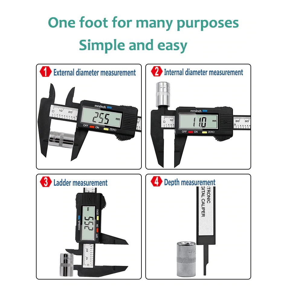 Digital Caliper 6 inch Vernier Caliper 100mm Calliper Micrometer Digital Penggaris Alat Ukur 150mm