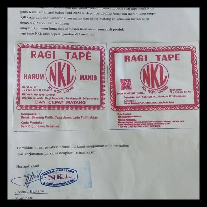 

Ragi Tape Nkl / Pakan Semut Jepamg