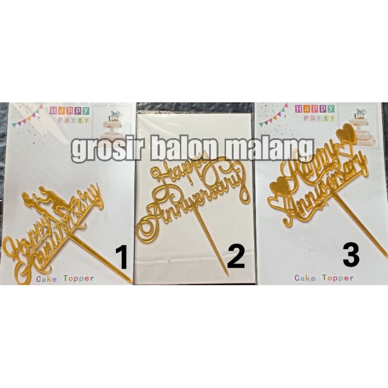 topper cake hiasan kue acrylic akrilik ultah ulang tahun anniversary gold
