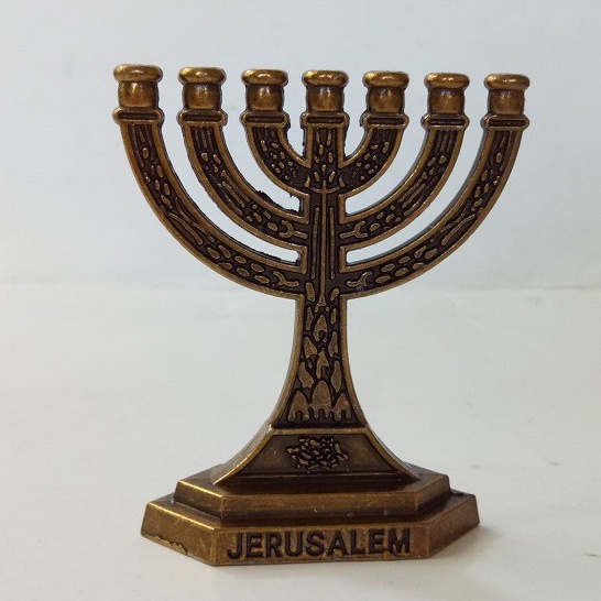 Pajangan Meja Hiasan Menorah Kaki Dian Israel Kecil Profetik Hanukkah Souvenir Yerusalem Mesianik