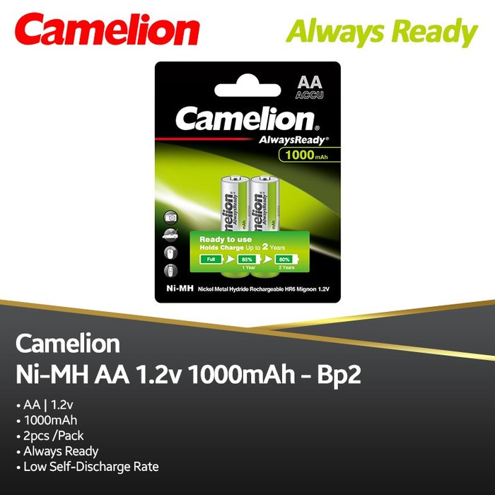 Camelion Baterai AA Rechargeable 1000mAh AlwaysReady 2pcs