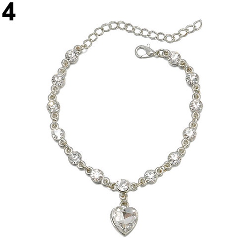 Hu Hu Hu Hu Hu Alat Bantu Pasang Kacamata♡ Gelang Rantai Dengan Charm Hati Aksen Berlian Imitasi Untuk Wanita