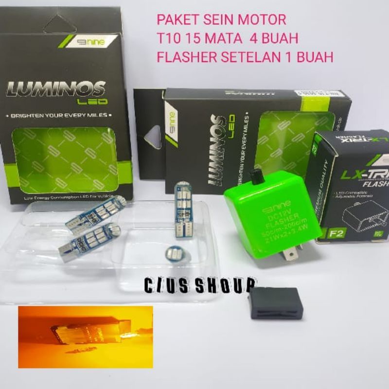 SEPASANG LUMINOS LED SENJA DAN SEN MOTOR TYPE T10 SMD 15 MATA SUPER TERANG