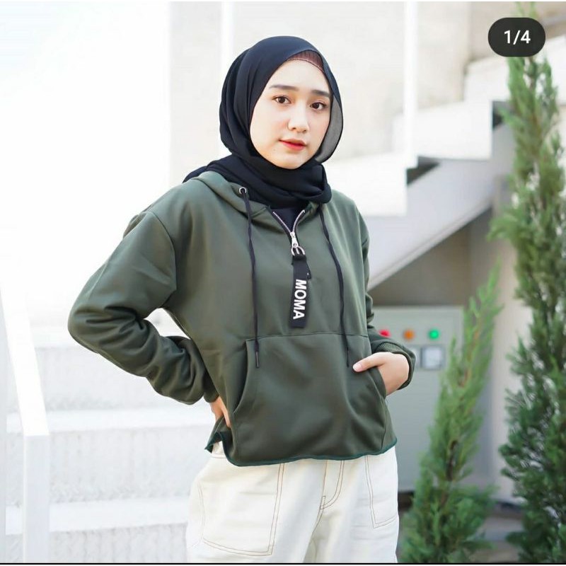 JAKET CROP MOMO HOODIE.WANITA CROP BLOUSE CROP MOMA-7