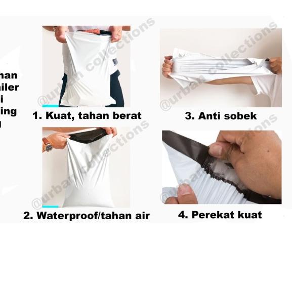 

♔ 17x30 HITAM ABU polymailer packing bag amplop plastik bungkus ➦