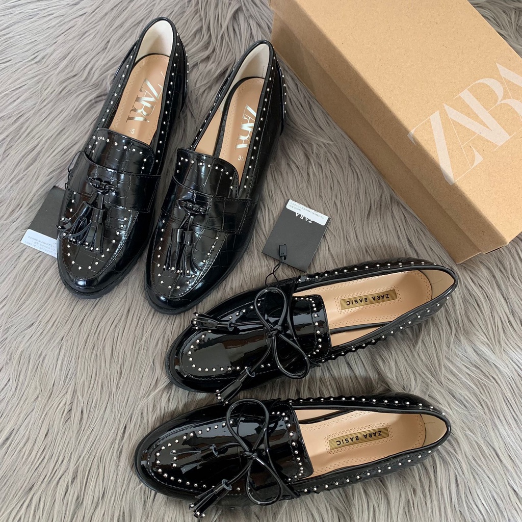 SEPATU WANITA ZS-3452  BLACK LEATHER