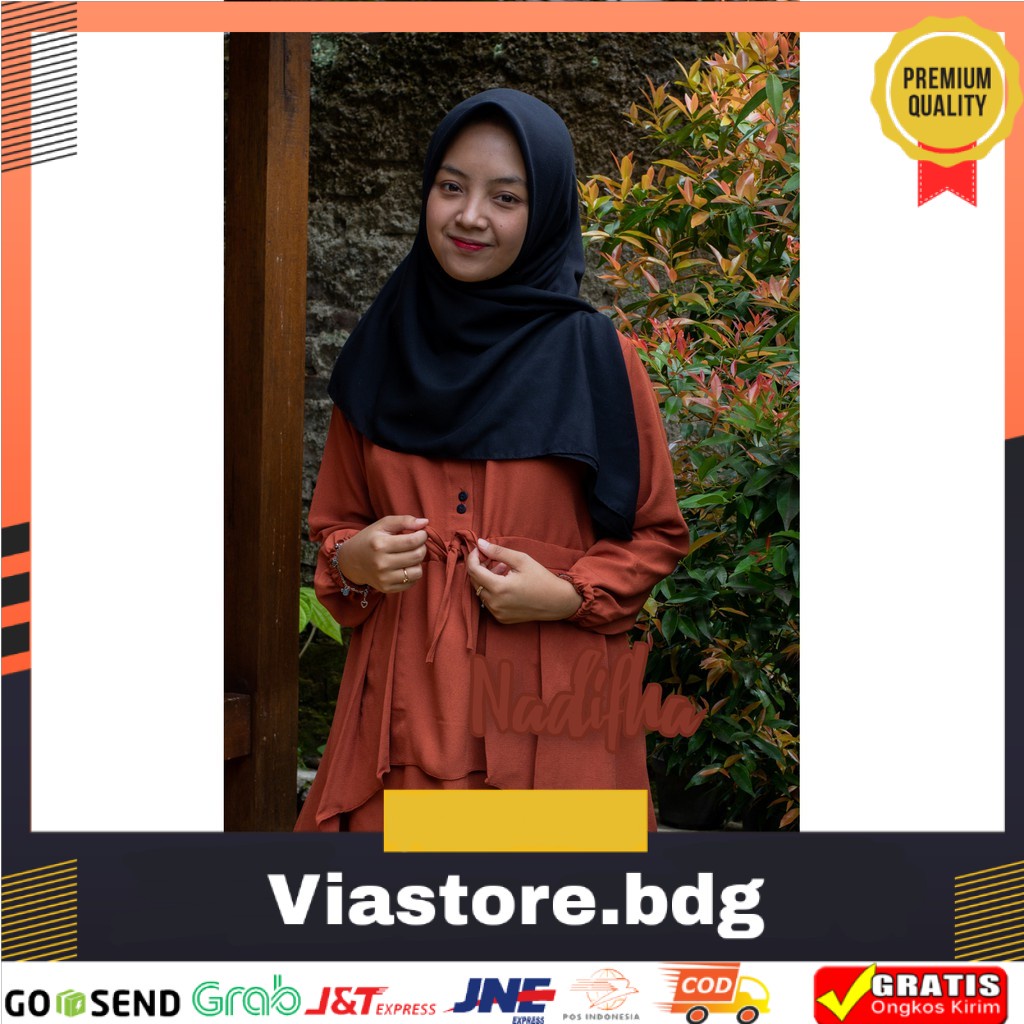 Atasan Tunik ITY Crepe Nadifha Moeslen Wear Model Rempel Serut Pinggang