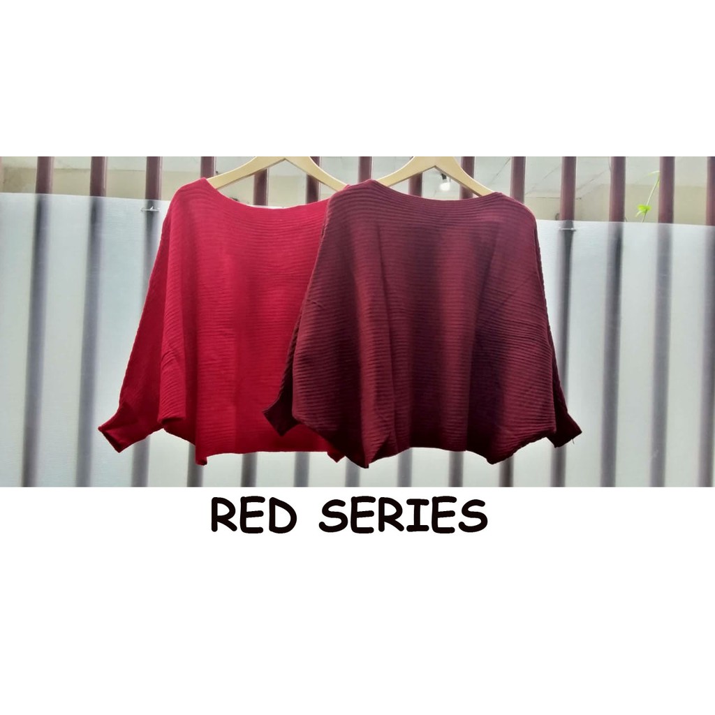 Atasan Rajut Jumbo Wanita Outerwear Blouse Batwing Oversize Lasperal Knit Prily Batwing Kalong Monochrome-4