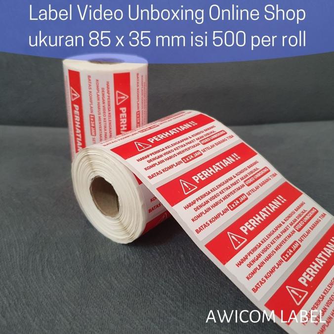 

Label Sticker Video Unboxing Stiker Online Shop 85x35 mm isi 500 pcs CUCI GUDANG