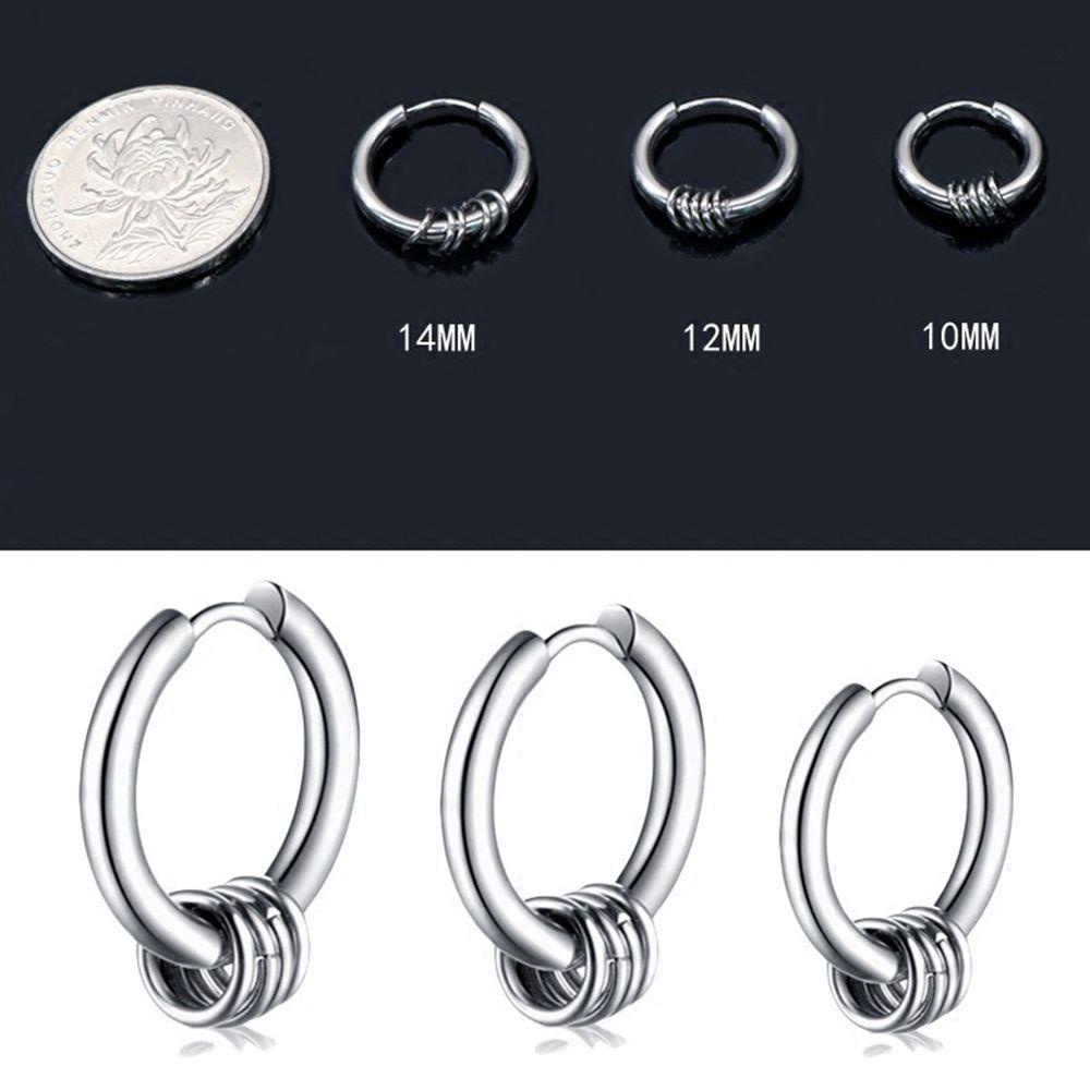 Needway Anting Besar Besar Hypoallergenic Pria Titanium Lingkaran Kecil Anti Karat 10-18mm Aksesoris