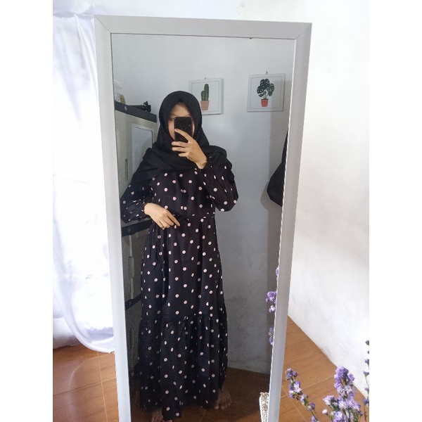 gamis canda polkadot /gamis katun rayon motif