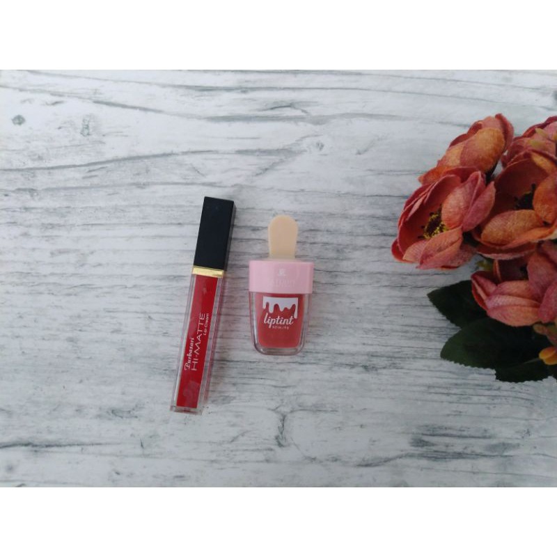 Lip cream Purbasari Merah dan Lip Tint La Tulipe