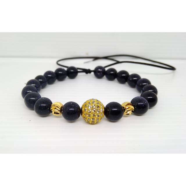 Gelang batu pasir navy mix liontin