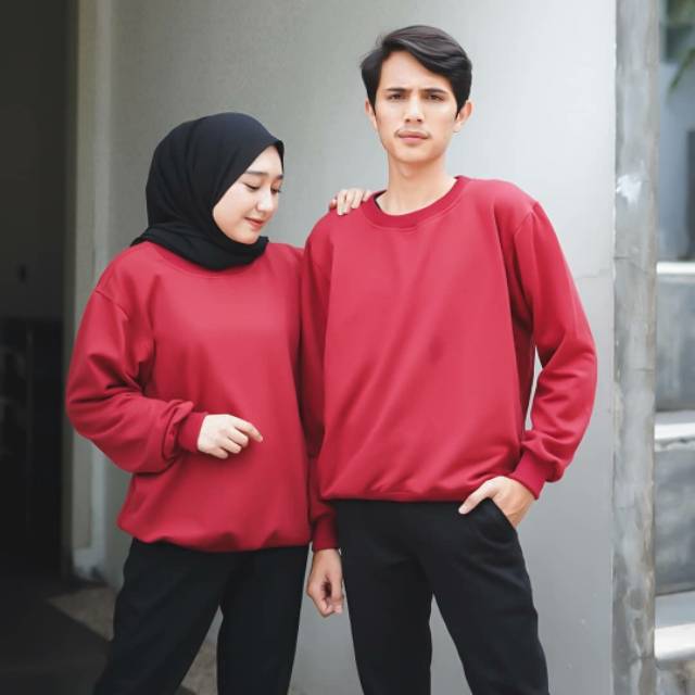 SWEATER UNISEX - O NECK BASIC SWEATER CREWNECK - SWEATER FLEECE LEMBUT - SWEATER TERLARIS