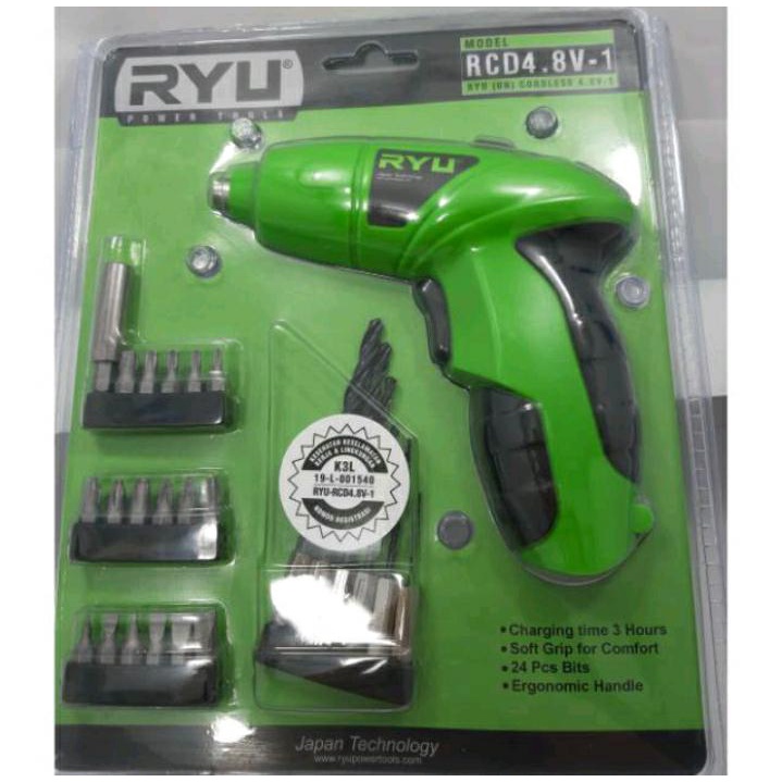MESIN BOR BATERAI SET 4.8V / MESIN BOR TANGAN RYU