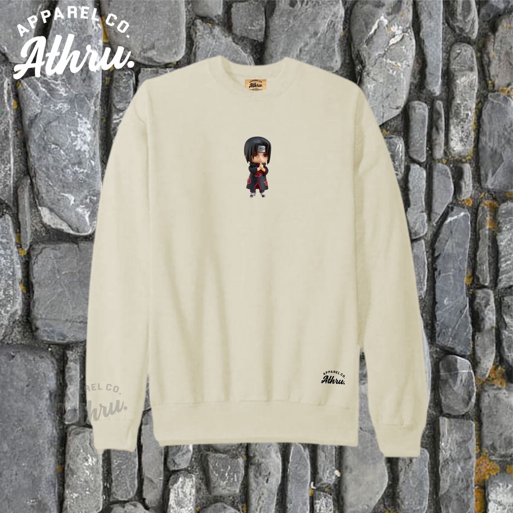 Crewneck Pria Krunek Cowok Ditro Animase Naruto 3D Switer Crewneck pria Wanita Warna Cream Switer