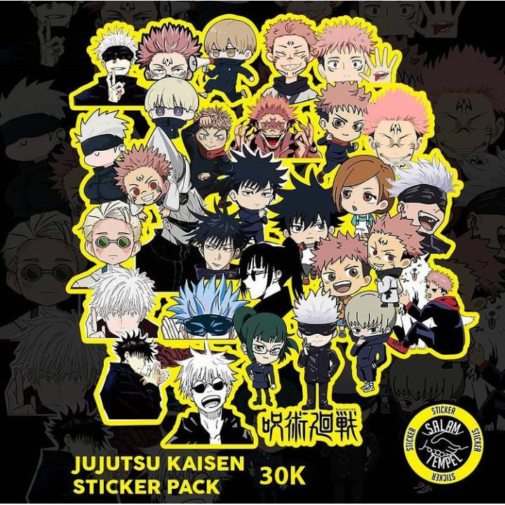 

30 pcs Sticker Anime, Stiker Attack On Titan, Sticker Jujutsu Kaisen, Sticker One Punch Man, BONUS POSTER
