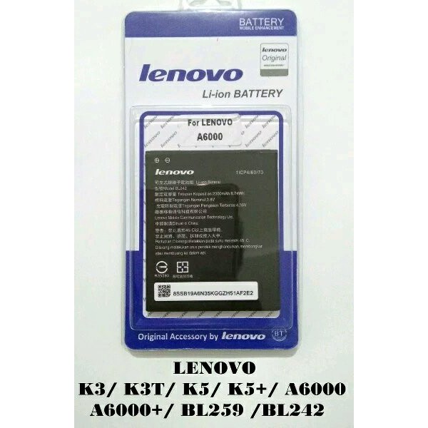 BATERAI BL242 BL 242 BL-242 BL259 BL 259 BL-259 LENOVO A6000-A6000 PLUS-A2020 VIBE Murah