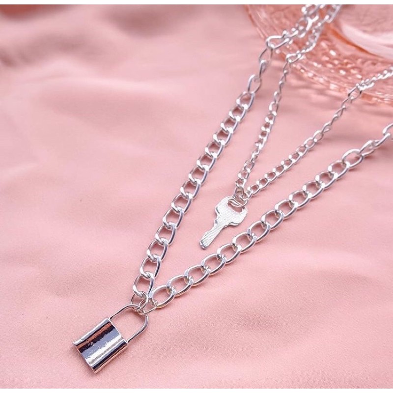 kalung gembok dan kunci,acsesoris wanita, kalung