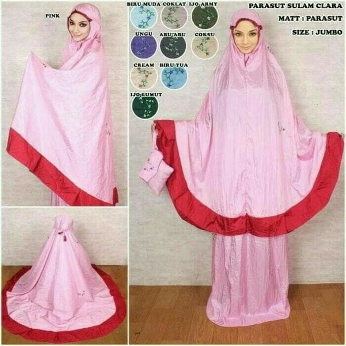 Promo mukena jumbo parasut sulam loufie - Putih Murah