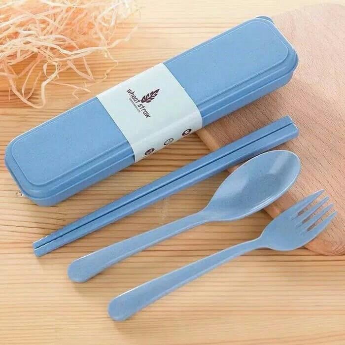 Promo Set Sendok Sumpit Garpu Jerami Cutlery Set Alat Makan Travelling perlengkapan traveling-Vegasus Store(COD)