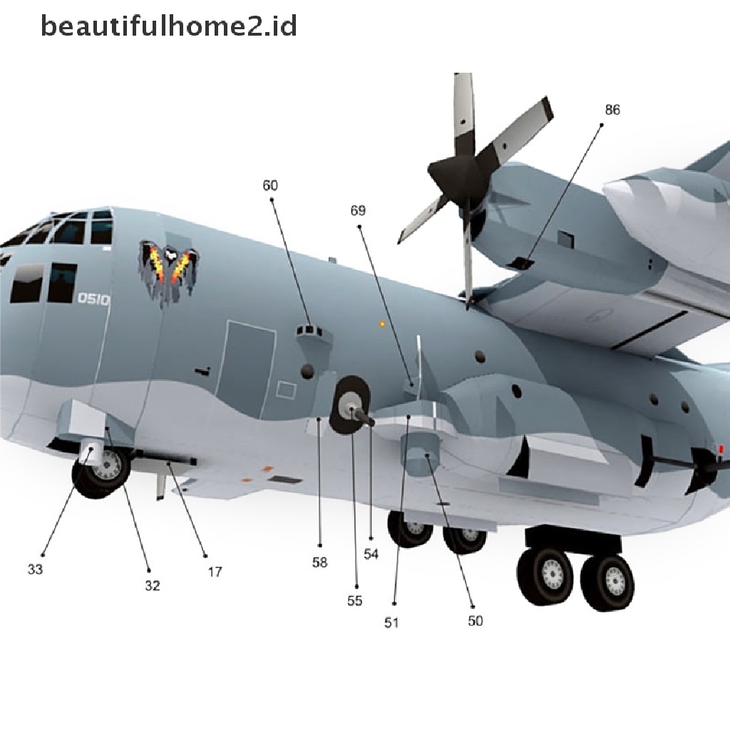 (Beautifulhome2.Id) Ac130 Model Pesawat Tempur Militer Bahan Kertas