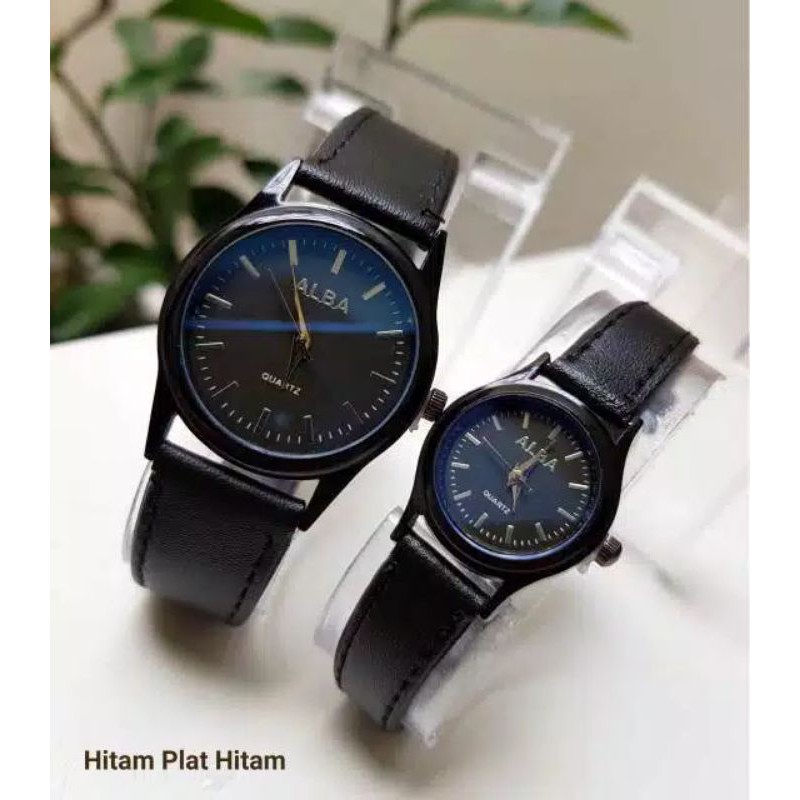 (Grosir)Jam Tangan Couple Alba Strap Kulit(Terima Cod)