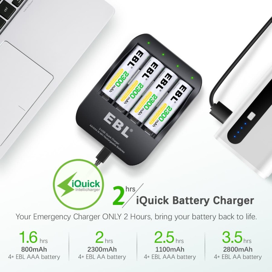 Smart Quick Charger AA AAA NiMH Rechargeable Battery Charger 2A USB