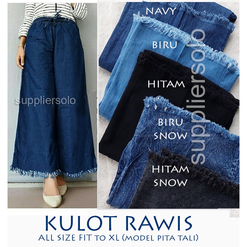 CELANA KULOT RAWIS JEANS XL &amp; JUMBO XXXL ( NAVY &amp; BIRU )