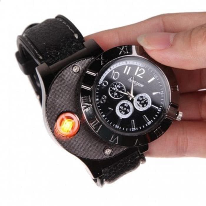 Jam Tangan Korek Elektrik The Lighter Watch Premium jam korek elektrik - Hitam