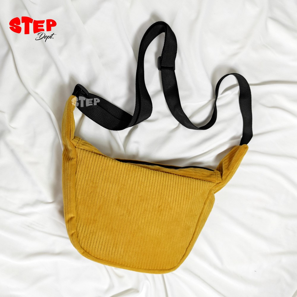 Tas Selempang Atlanta Mustard Yellow - Slingbag Corduroy - Tas Step Dept.