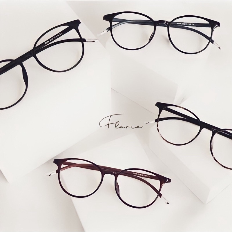 Flavia Eyewear - Kacamata Blair Round Elastic (custom minus, photochromic, blueray, bluechromic dan photobrown)