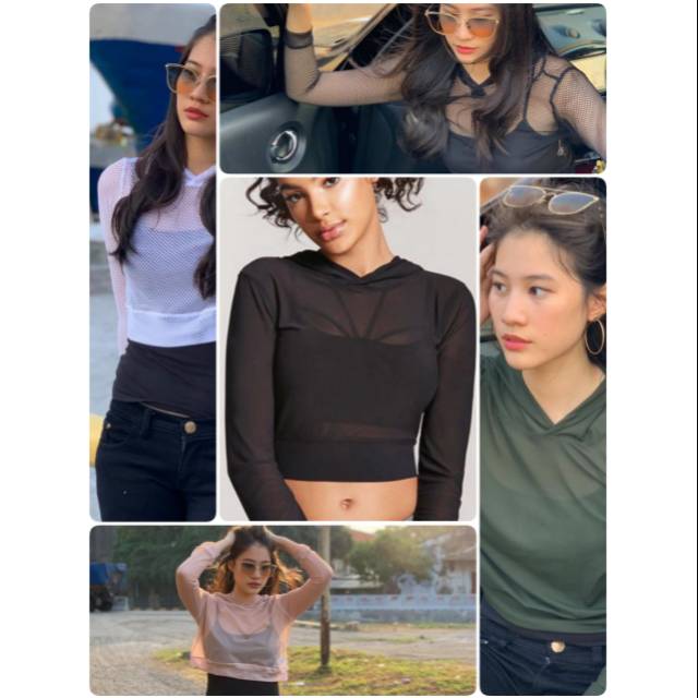 FOREVER 21 HOODIE SHEER CROP