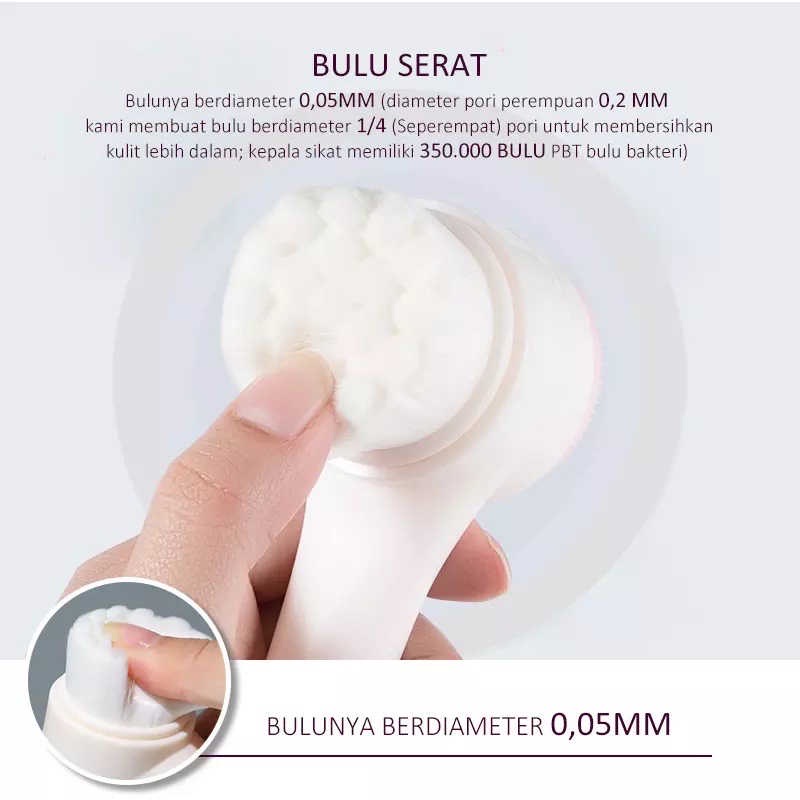 Alat Cuci Muka 2in1 Facial Brush Cleansing Silicone Sikat Pembersih Wajah 2 Sisi Silikon Bulu Halus