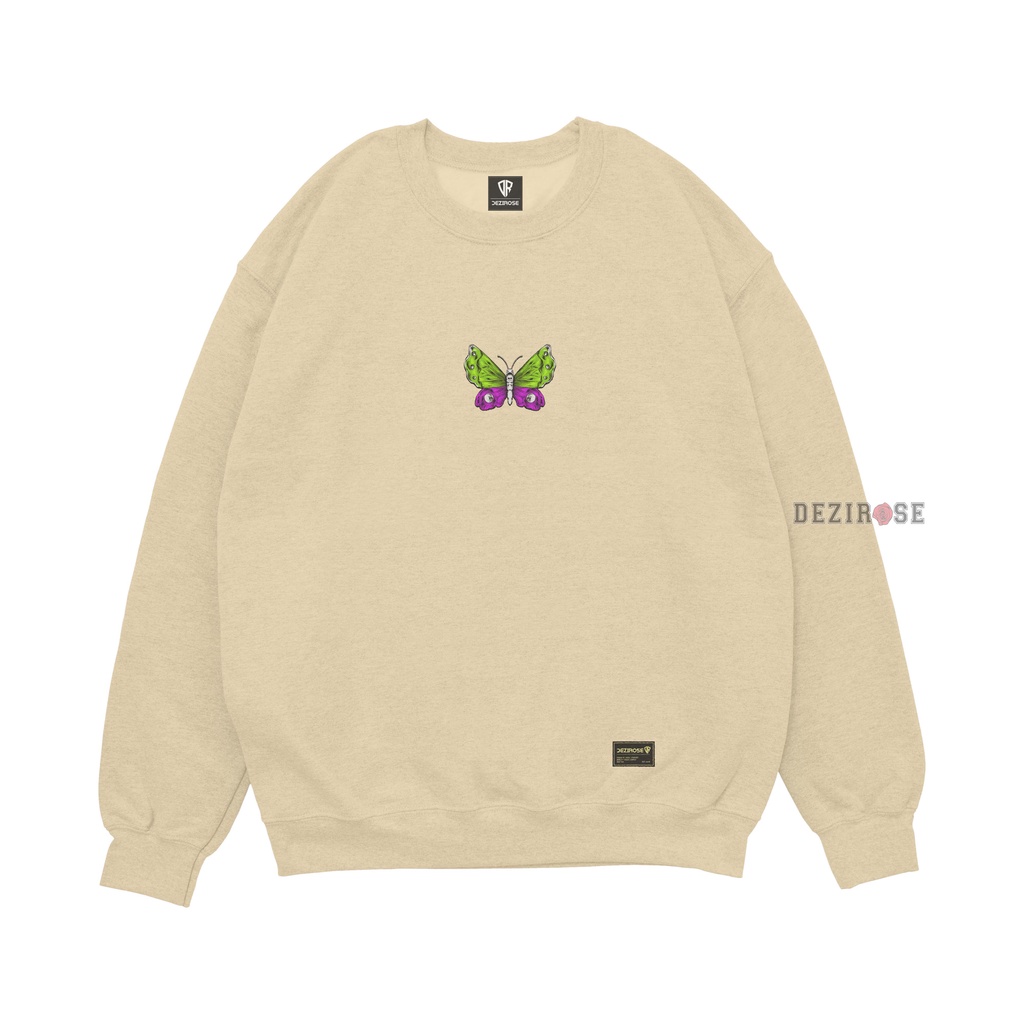 DEZIROSE Sweater Crewneck Butterfly Evolution Pria &amp; Wanita Distro Original Aesthetic Fleece Tebal Premium Size M L XL XXL