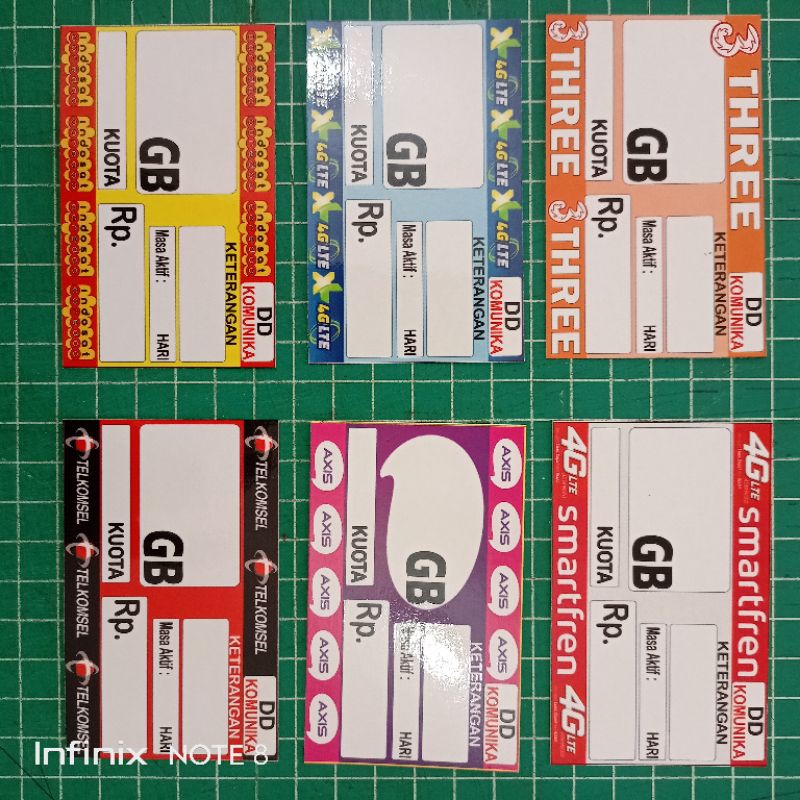25 pcs ANTI MELENGKUNG , Kartu Display Voucher data dan Perdana data internet, Label harga, label pr