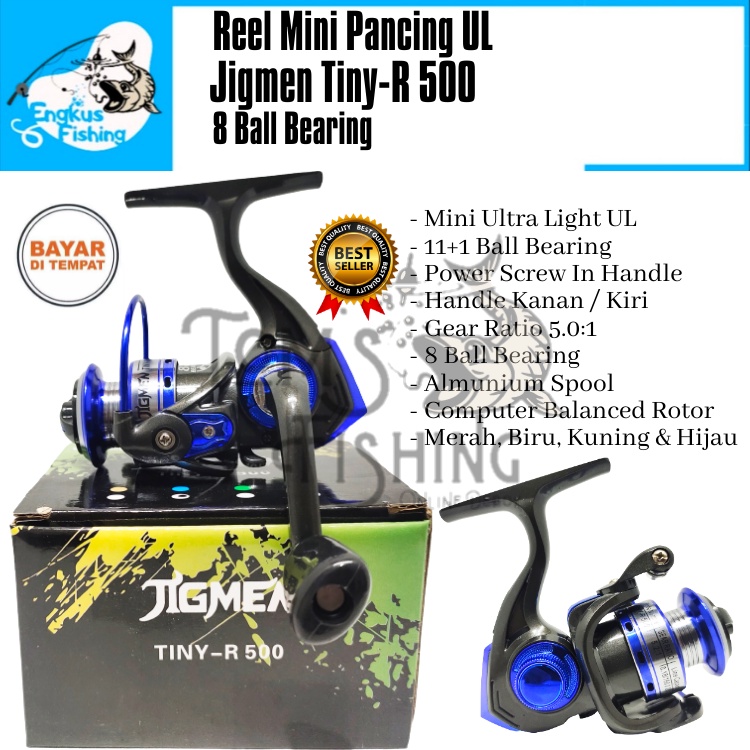 Reel Pancing UL Jigmen Tiny R-500 Mini (8 Bearing) Spool Alumunium Ultra Light Murah - Engkus Fishing