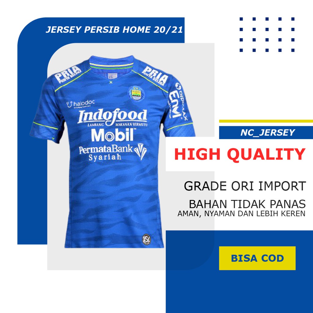 Jersey Persib Home Liga 1 2020 Official Grade Ori / Baju Bola Persib / Kaos Bola Persib