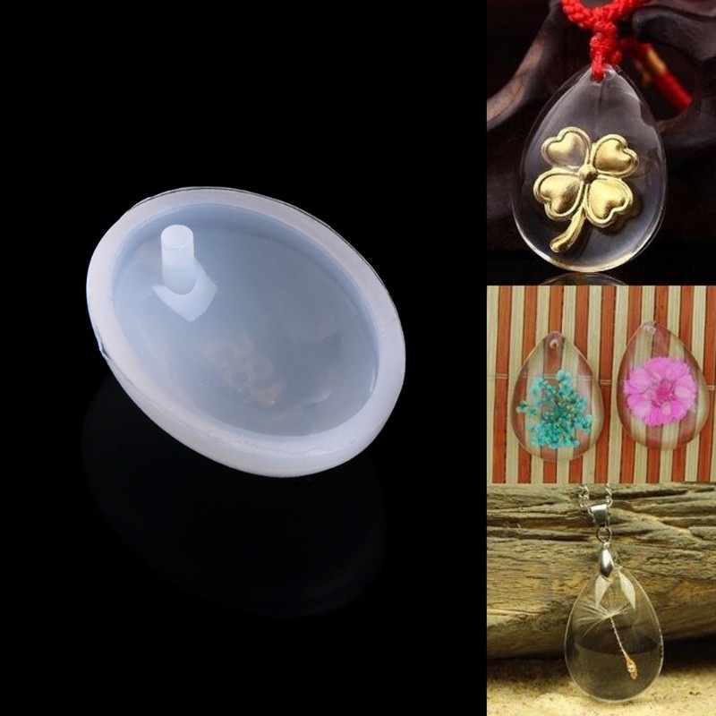 Glitter Silicone Mold DIY Jewelry Water Drop Shape Pendant Making Mould With Hanging Hole