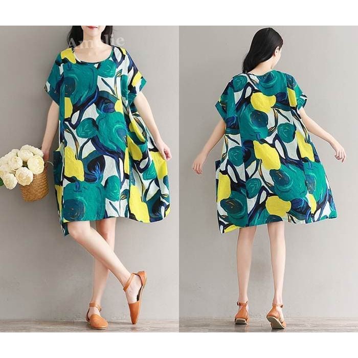 Promo Loose Mini Dress Santai Wanita Korea Import Jumbo Baju Hamil AB732576 Diskon