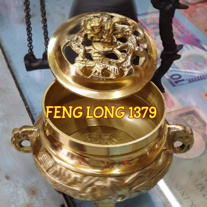 Hiolo Tempat Bakar Dupa Bubuk Hio Kerucut Kuningan Seri Kecil