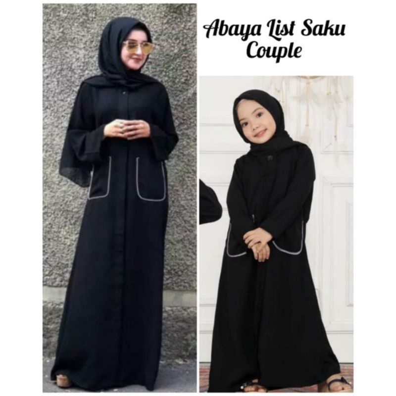 Abaya Hitam Couple Sepasang Ibu Dan Anak Gamis Maxy Dress