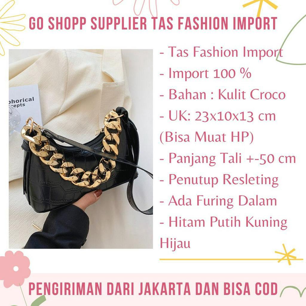 Tas Selempang Bahu Pesta Croco Wanita Import Fashion Korea Terbaru - Shoulder Bag Kekinian SL94