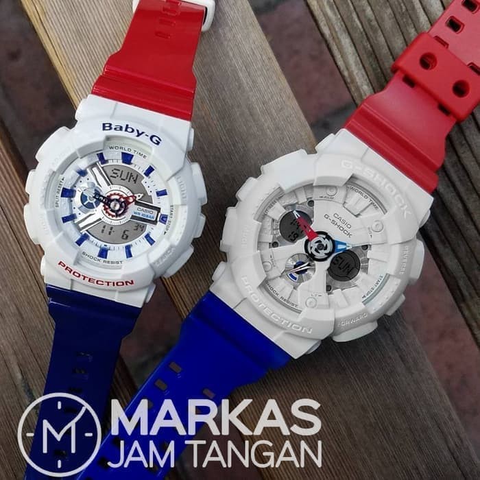 Terbatas Jam Tangan Couple Casio G-Shock_Baby-G Patriotic Design Rubber ORI-BM Milenial
