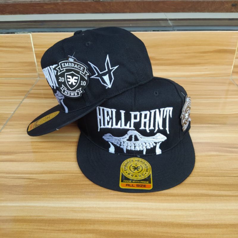 Topi Snapback metal distro pria Bordir Hellprint