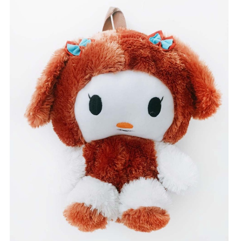 Ransel BULU BESAR MUAT BUKU Mainan Mewah Anime Sanrioed Kartun My Melody Kawaii Lucu Lolita Boneka Plushie Tas Penyimpanan Boneka Lembut Hadiah Ulang Tahun Anak Perempuan