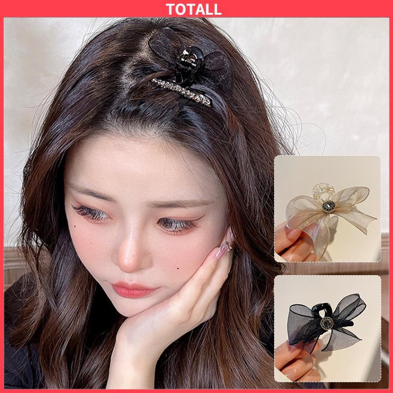 COD Jepit Rambut Korea Fashion Wanita Pita Double Sided Mesh Bow Kecil Ambil Klip Sisi Bang Clip Aksesoris Rambut-Totall