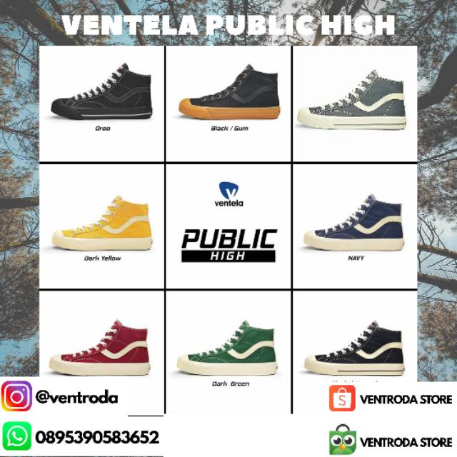 Jual Ventela Public High Black Natural Green Yellow Maroon Oreo